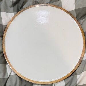 Croton White and Brown Round Serving Platter